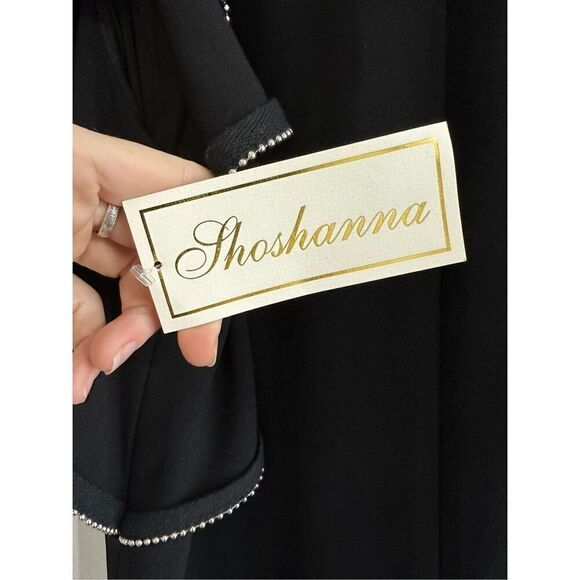 NWT Shoshanna Black Sheath Dress With Beaded-Chain Ruffle Size 6 - Picture 5 of 11